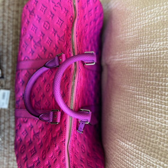 Louis Vuitton Virgil Pink Blue Monogram Illusion Keepall Bandouliere 50 Duffle - Picture 7 of 15